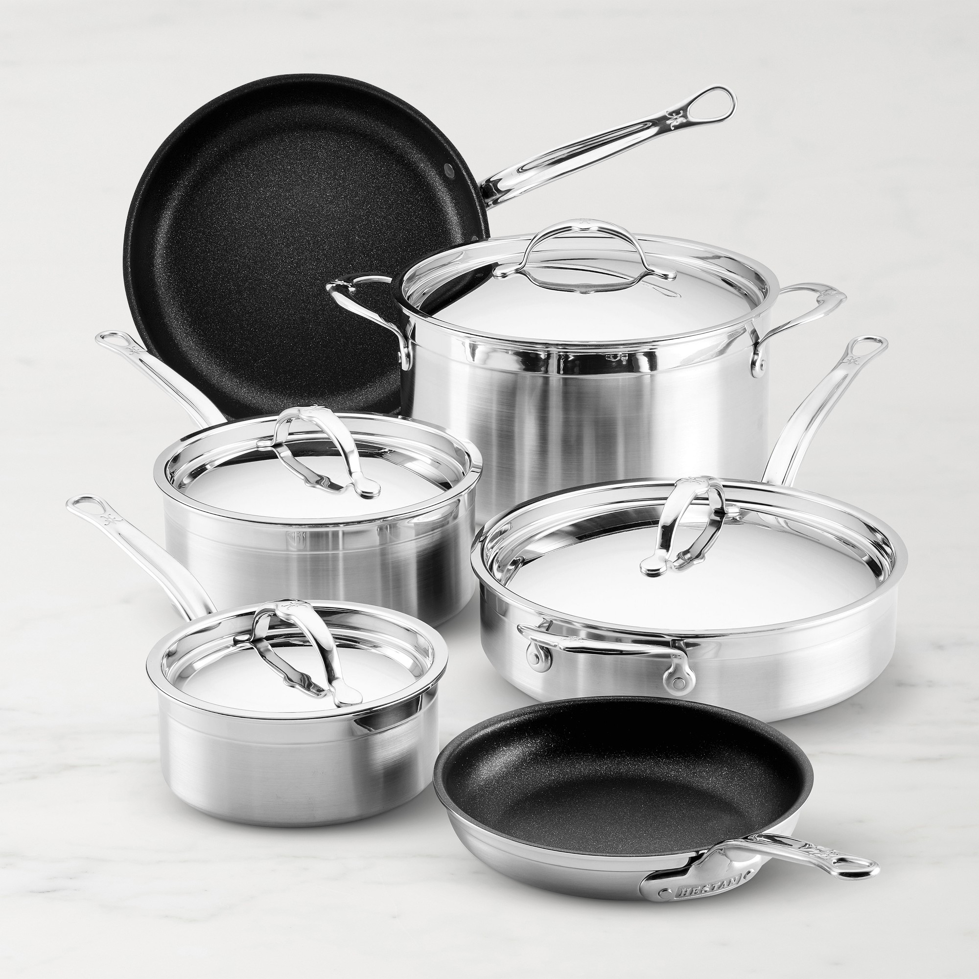 Hestan ProBond Forged Professional Clad Stainless-Steel TITUM Nonstick 10-Piece Cookware Set Simolary simolary.com