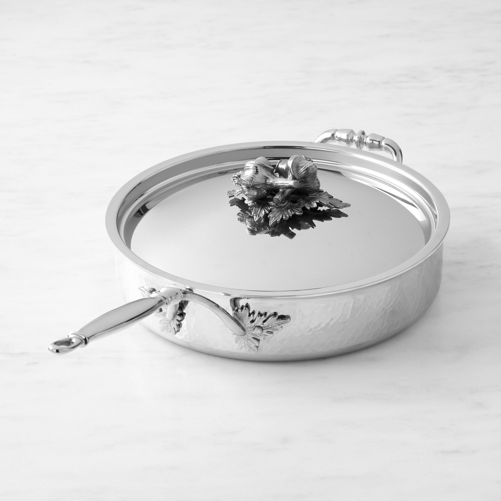 Ruffoni Opus Prima Hammered Stainless-Steel Sauté Pan with Garlic Knob, 3.5-Qt. Simolary simolary.com