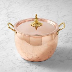 Ruffoni Historia Hammered Copper Stockpot with Pineapple Knob, 7.5-Qt