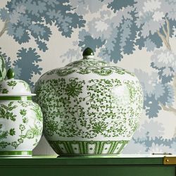 Green Ginger Jar, Floral Vine