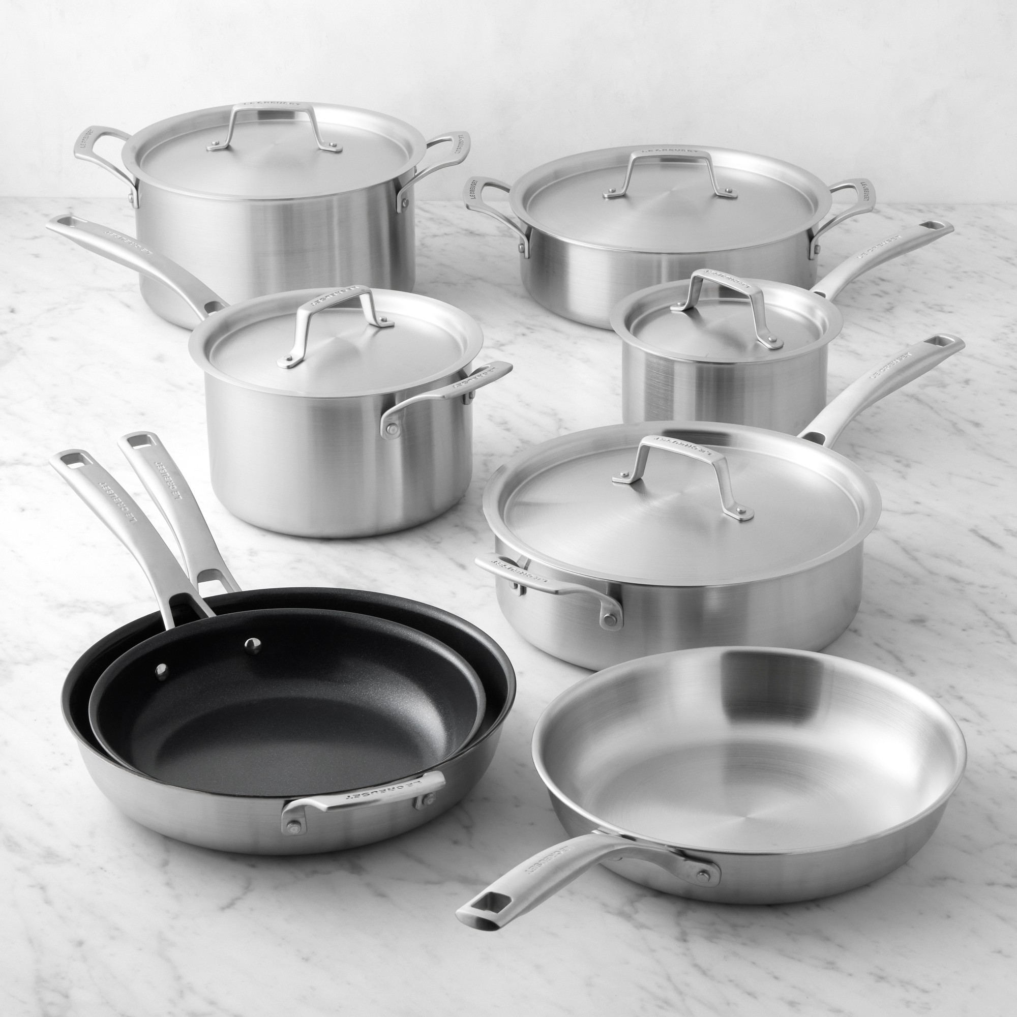 Le Creuset Essential Stainless-Steel 13-Piece Mixed Material Cookware Set Simolary simolary.com