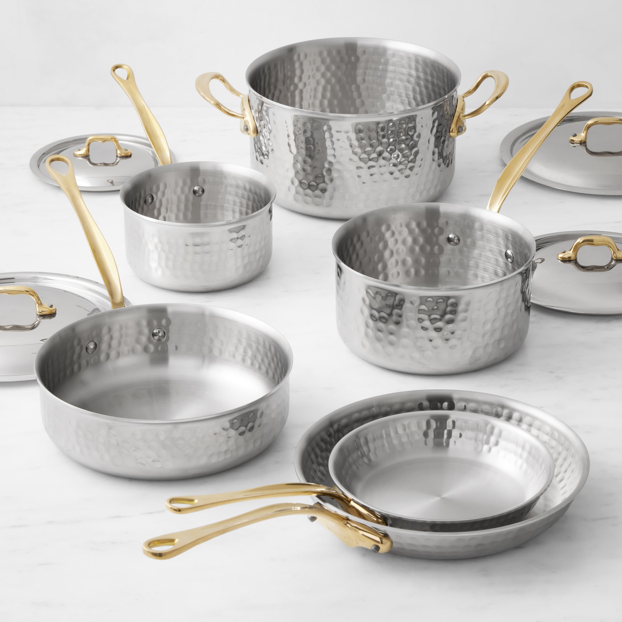 Mauviel M’Elite B Hammered Stainless-Steel 10-Piece Cookware Set Sansujyuku sansujyuku.com