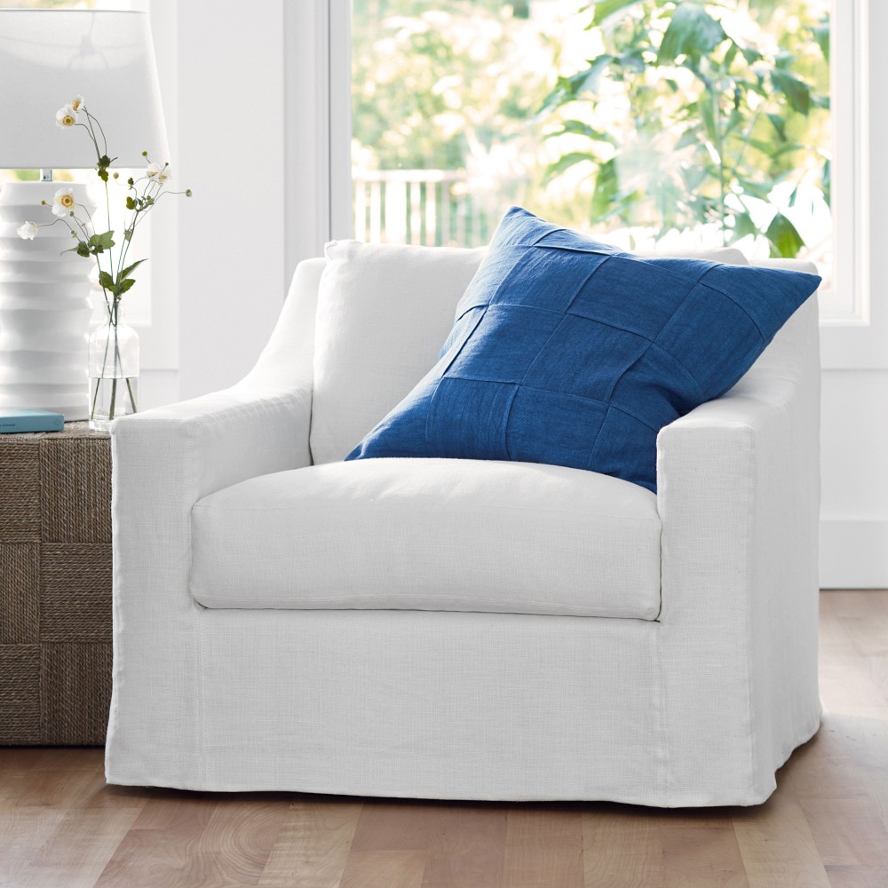 Ghent Slope Arm Slipcovered Swivel Chair by Williams Sonoma Home