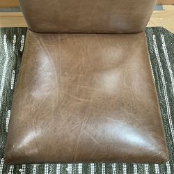 OPEN BOX:Belvedere Dining Side Chair, Italian Distressed Leather, Toffee, Heritage Grey Leg