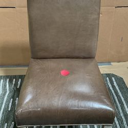 OPEN BOX:Belvedere Dining Side Chair, Italian Distressed Leather, Toffee, Heritage Grey Leg