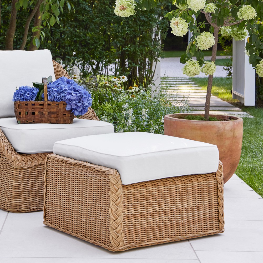AERIN x Williams Sonoma Home East Hampton Coffee Table Ottoman (28.5") by Williams Sonoma Home