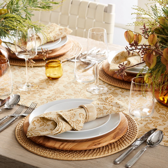 Dahlia Table Runners, Linen & Handcrafted | Williams Sonoma