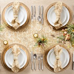 Dahlia Table Runners, Linen & Handcrafted | Williams Sonoma