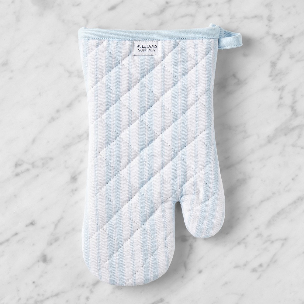 Williams Sonoma Heritage Stripe Oven Mitt - Ice Water Blue