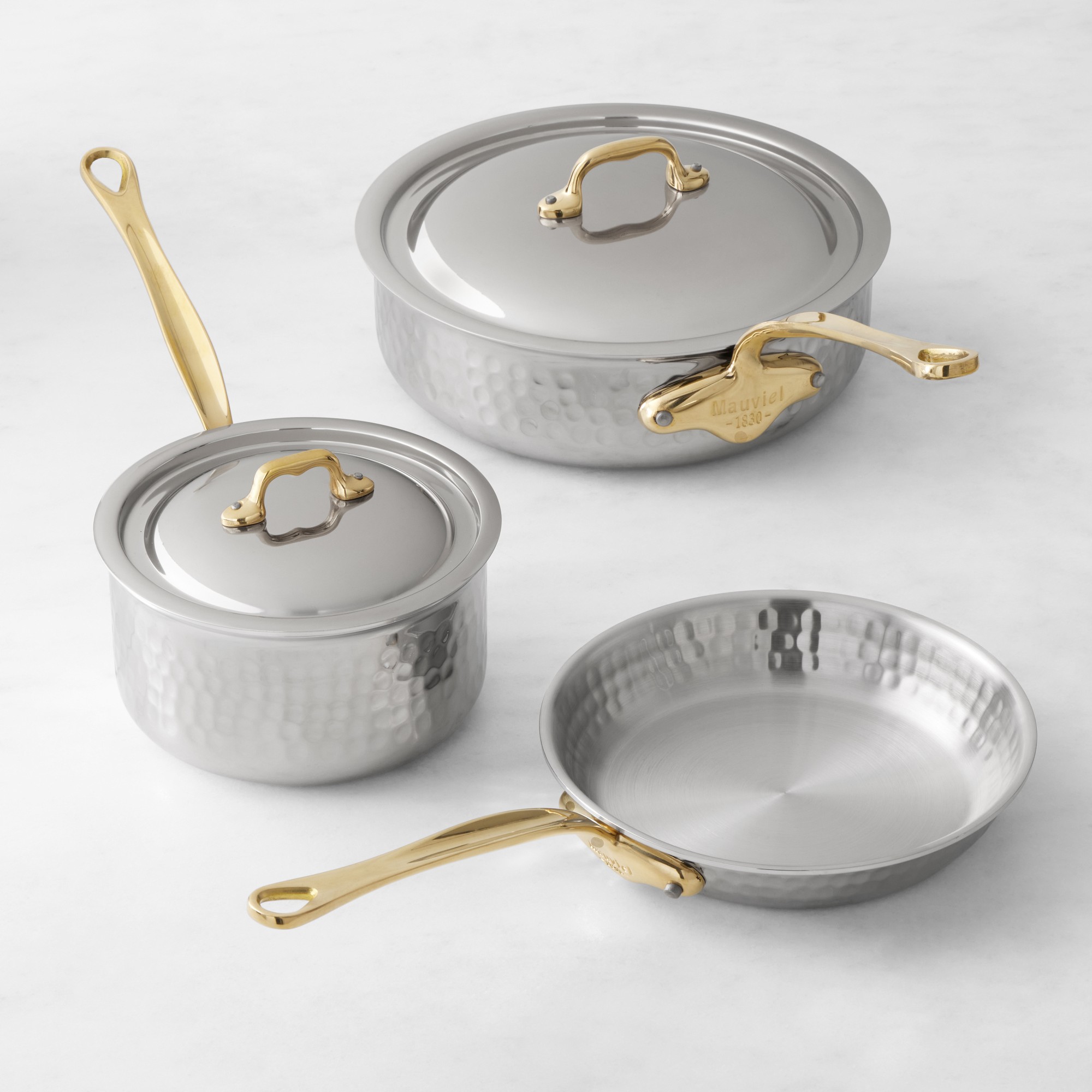 Mauviel M’Elite B Hammered Stainless-Steel 5-Piece Set Simolary simolary.com
