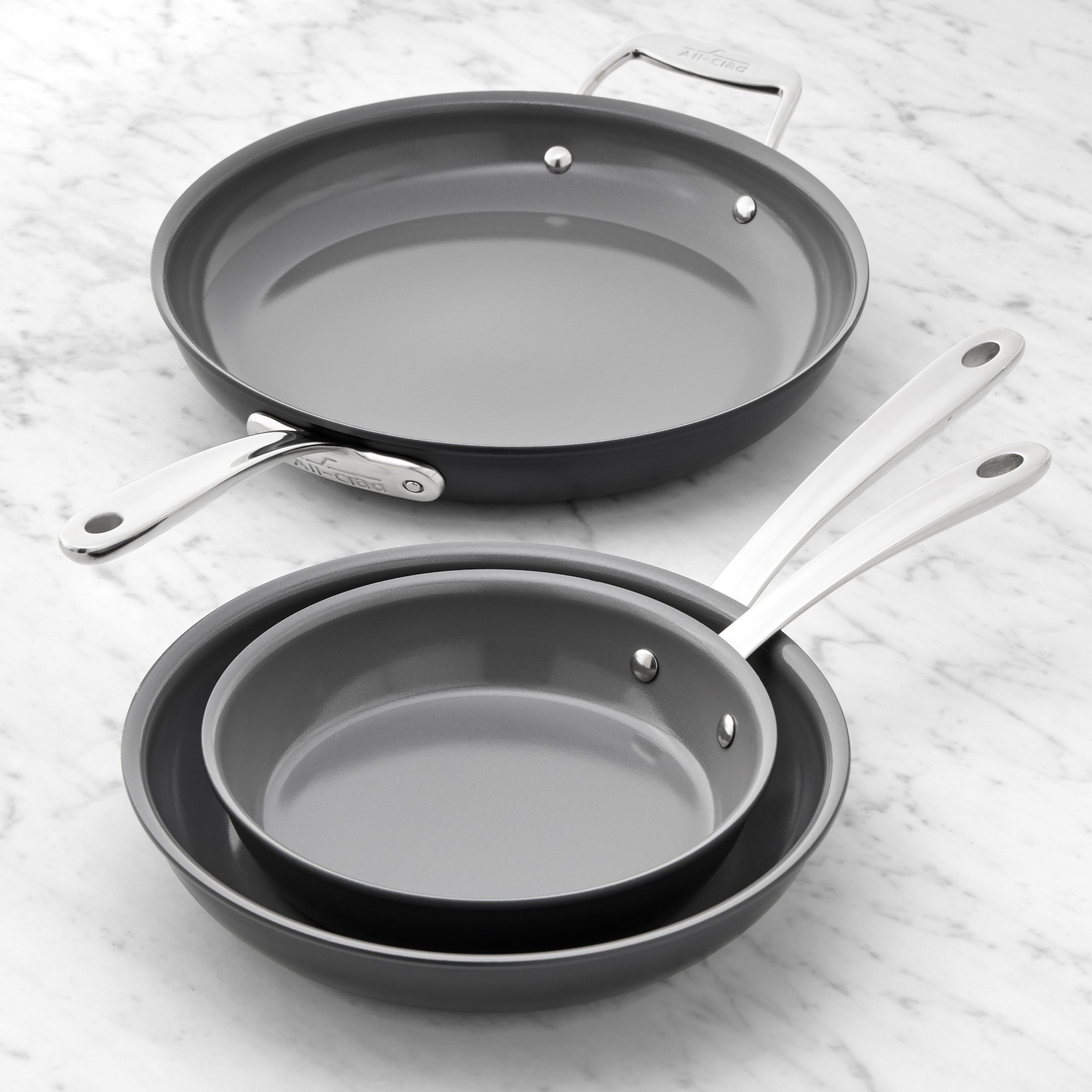 All-Clad NS Pro Ceramic Nonstick 3-Piece Fry Pan Set Simolary simolary.com