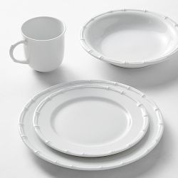 Pillivuyt Bamboo Porcelain 16-Piece Dinnerware Set, with Pasta Bowl