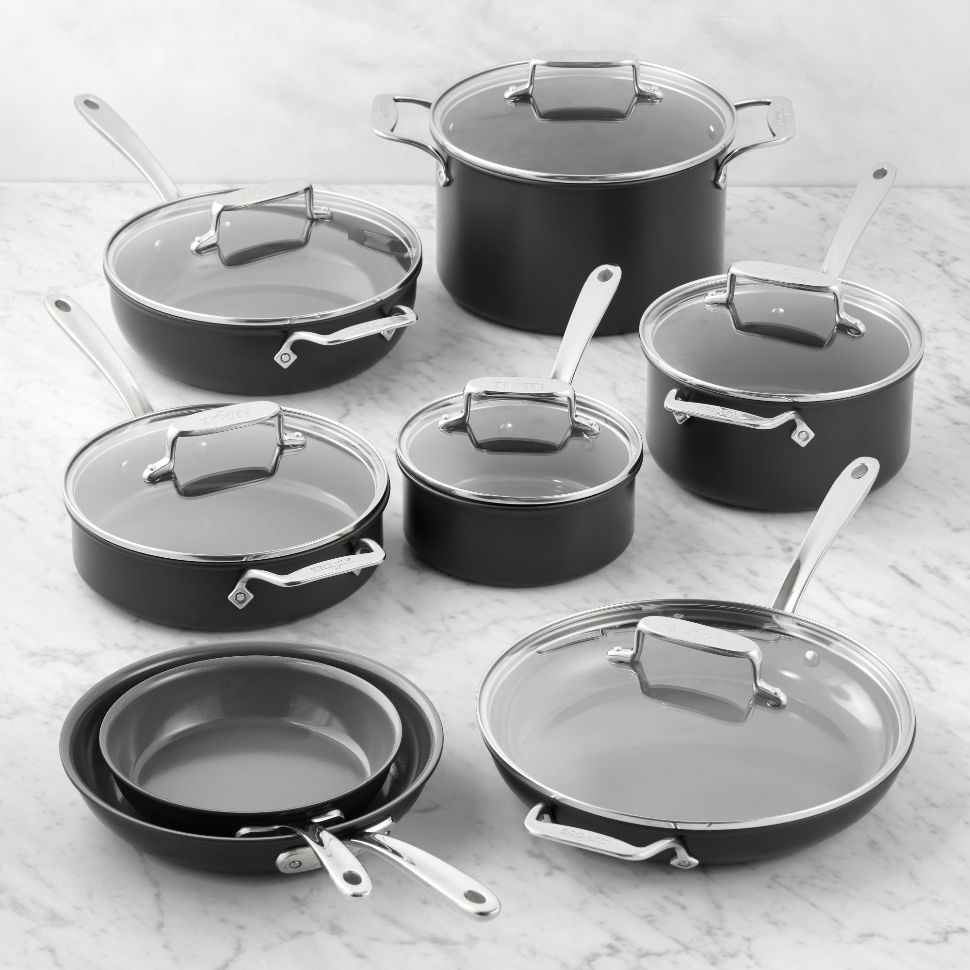 All-Clad NS Pro Ceramic Nonstick 14-Piece Cookware Set Simolary simolary.com