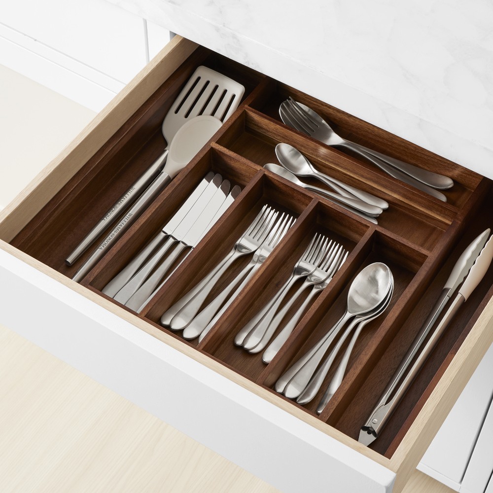 Hold Everything Expandable In-Drawer Organizer - Dark Wood, Large