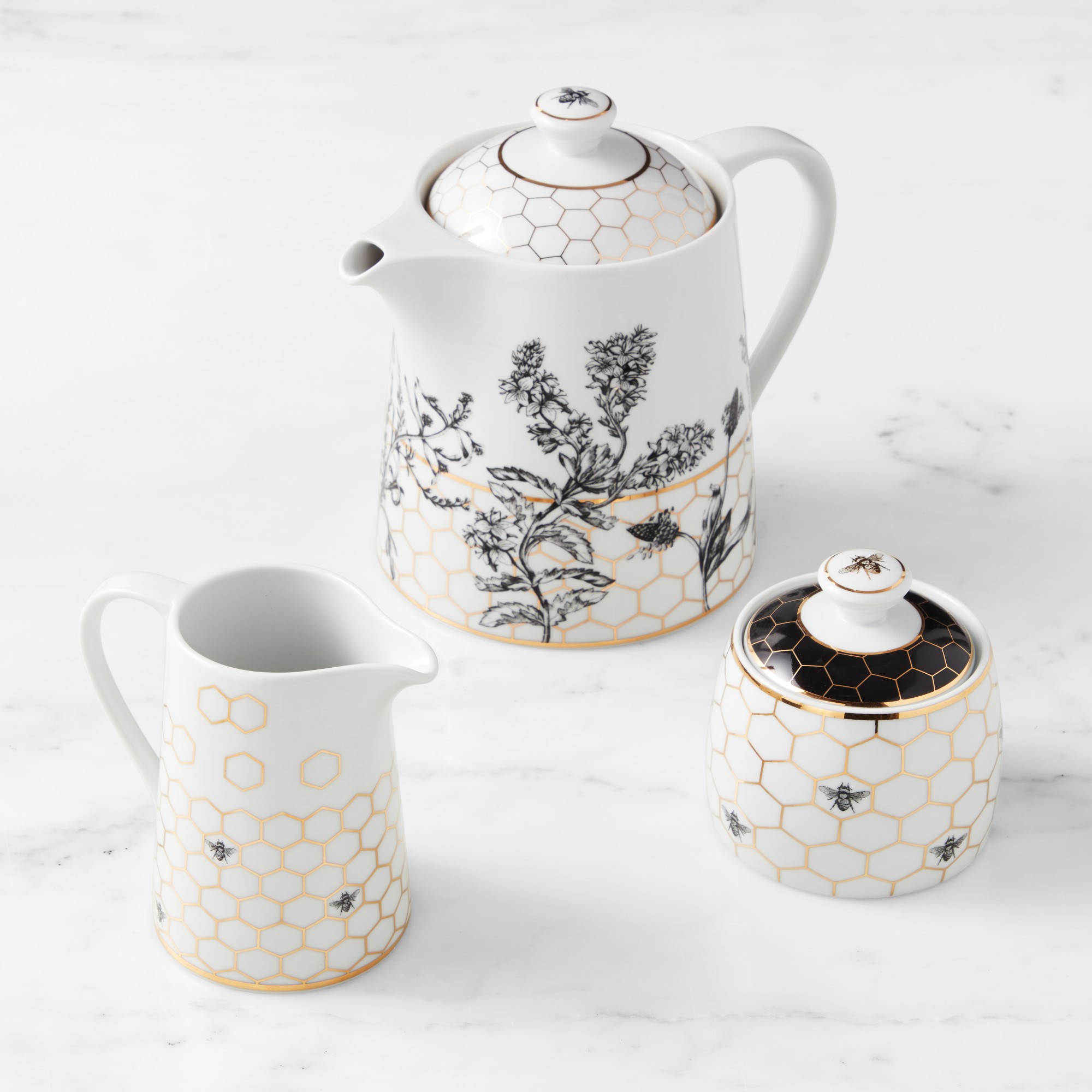 Honeycomb Teapot with Cream & Sugar Set Simolary simolary.com