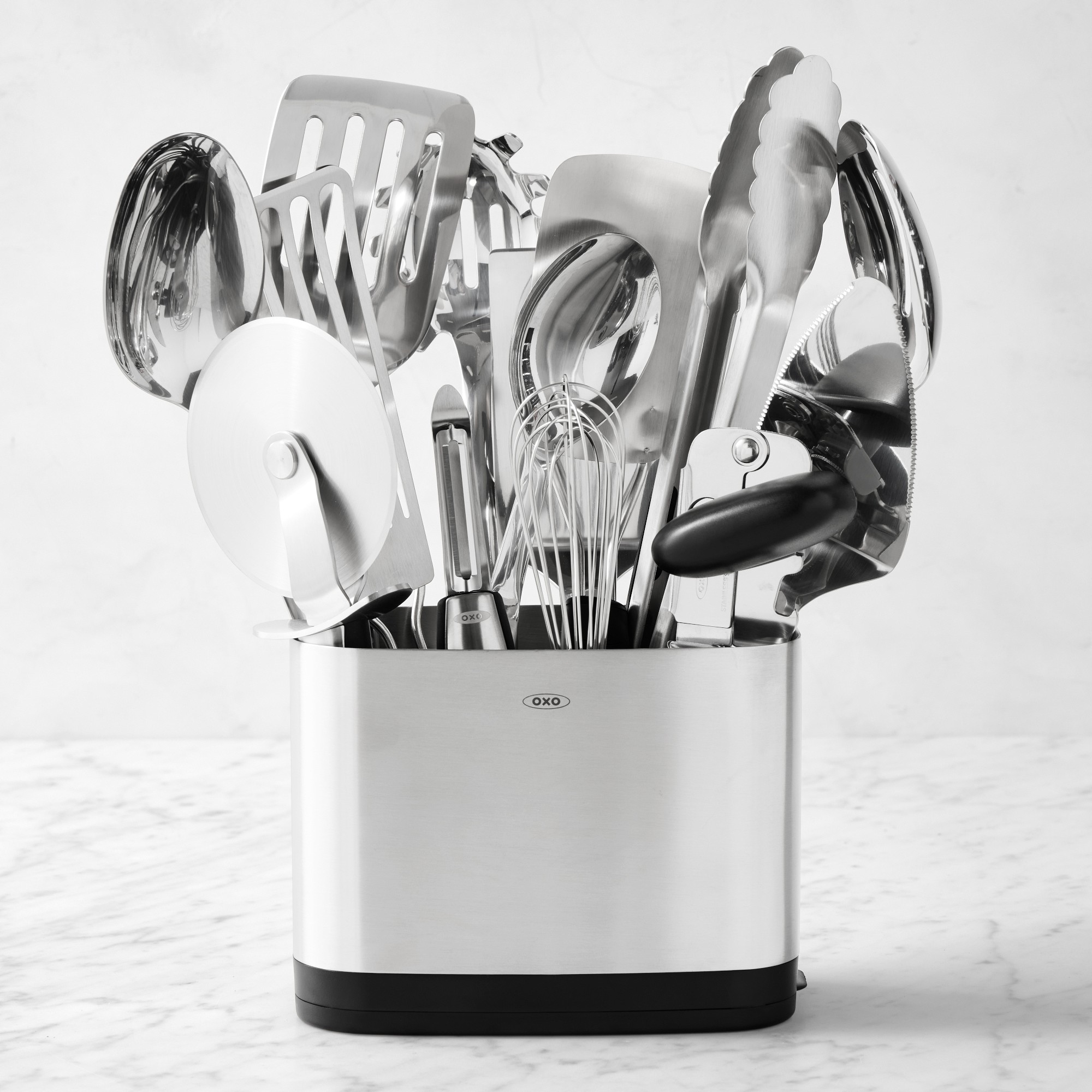 OXO Stainless-Steel Utensils with Utensil Holder, Set of 15 Simolary simolary.com