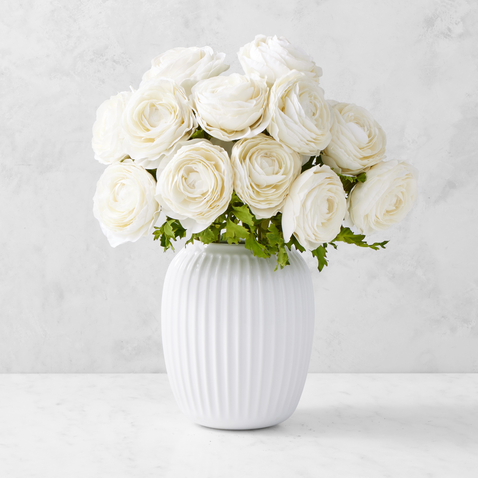 Jeff Leatham x Williams Sonoma Real Touch Faux White Ranunculus Stems, Set of 12 Sansujyuku sansujyuku.com