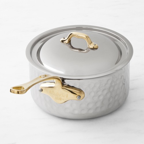 Mauviel M’Elite B Hammered Stainless-Steel Saucepan Simolary simolary.com
