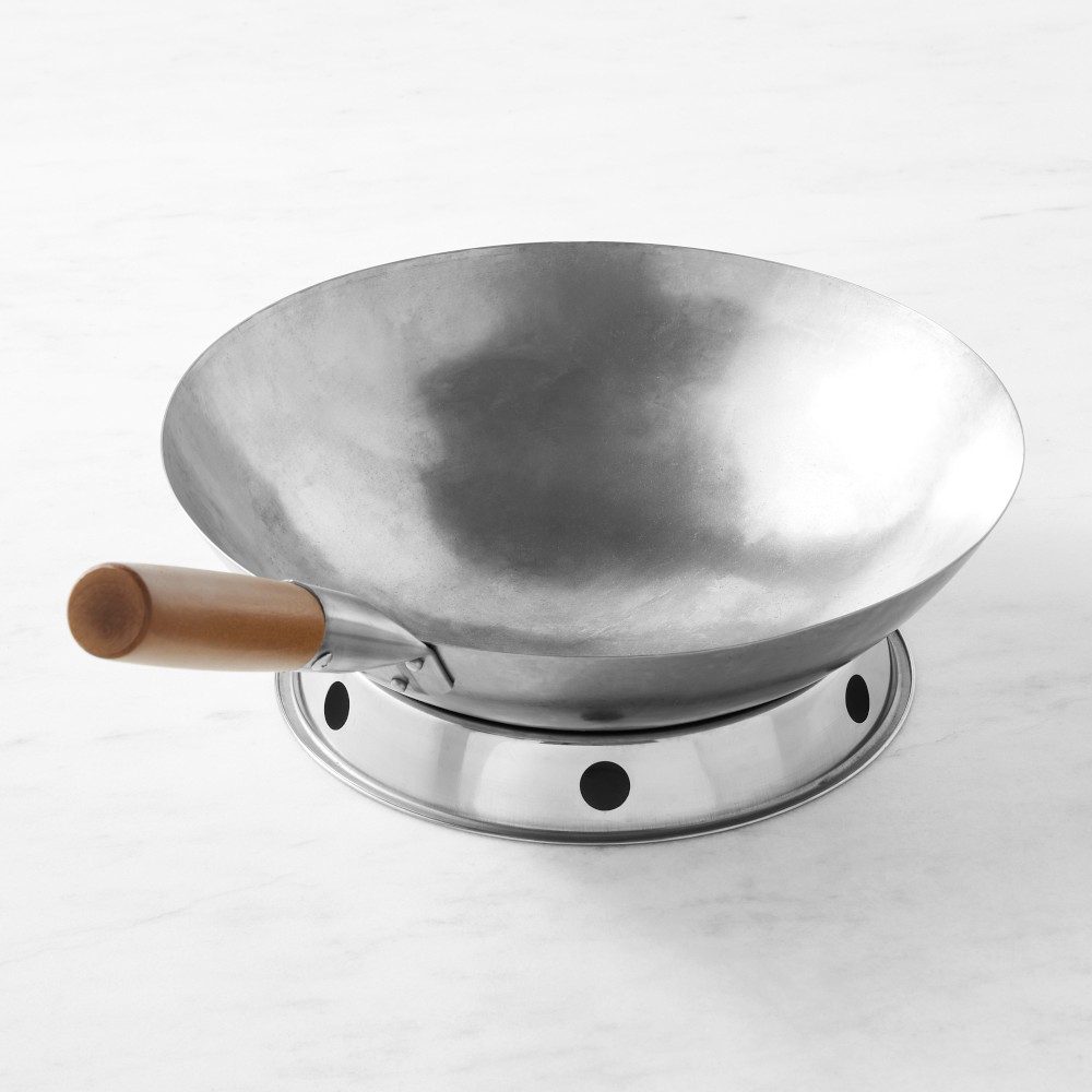 Williams Sonoma Carbon Steel Round-Bottom Wok with Ring, 14" - 14"
