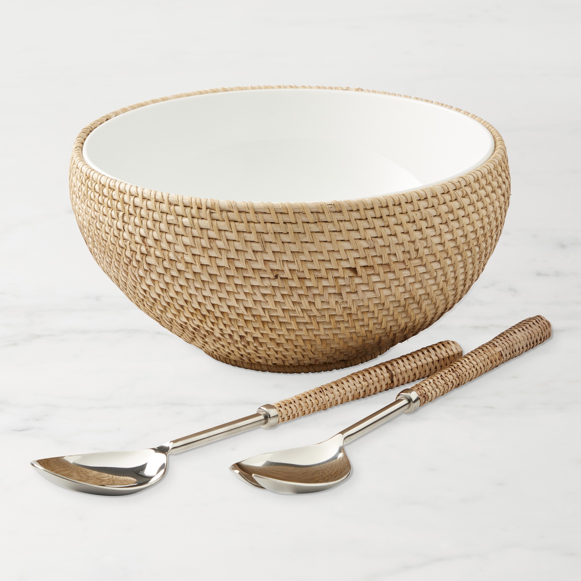 Light Woven Salad Bowl & Servers Simolary simolary.com