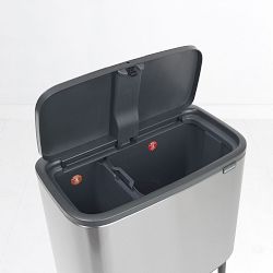 Brabantia Bo Touch Top Dual Compartment Recycling Trash Can, 3 + 6 Gallon 