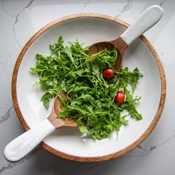 Jeanne Fitz Wood &amp; White Salad Bowls
