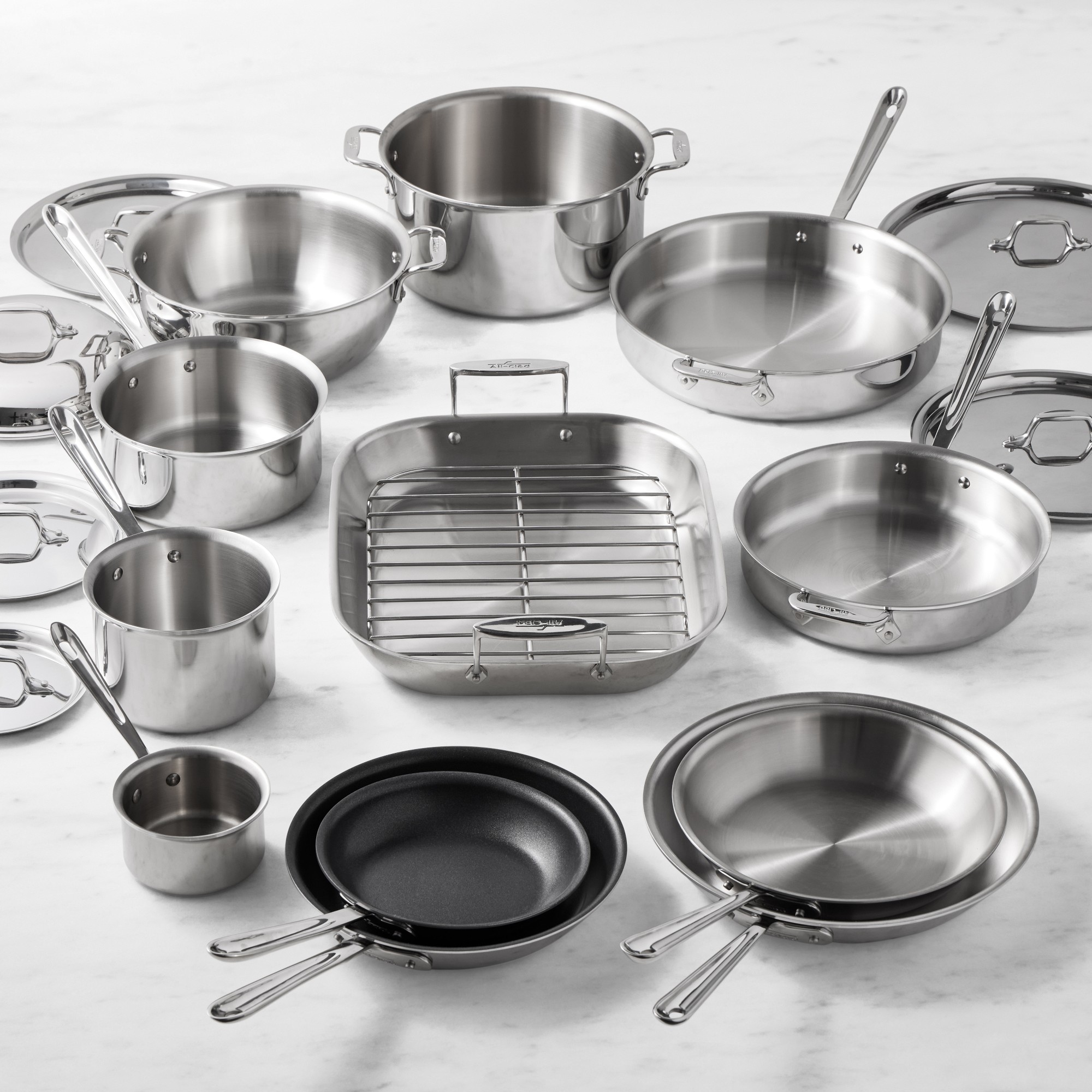 All-Clad D3 Tri-Ply Stainless-Steel 19-Piece Cookware Set Sansujyuku sansujyuku.com
