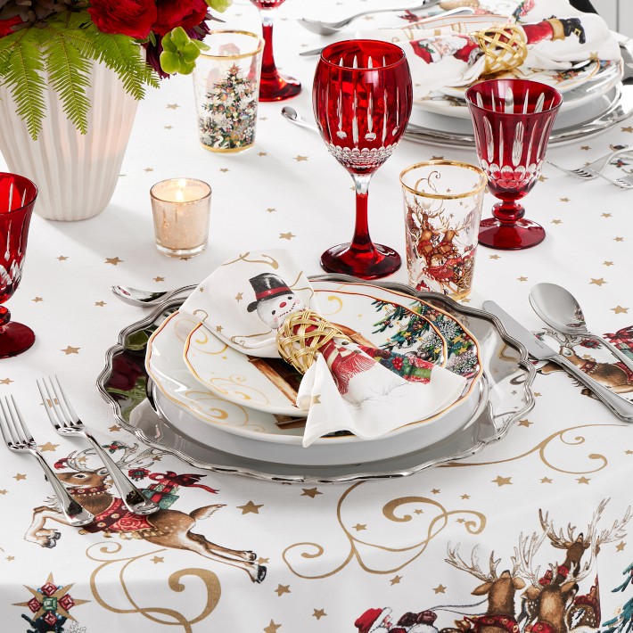 well dressed home christmas tablecloth Well Dressed Home 60x84 Christmas Tablecloth Red Green Gold Plaid Trees  Oblong