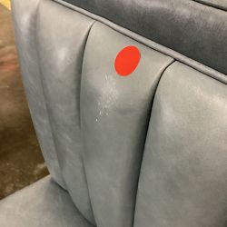 OPEN BOX:Elsie Single Banquette, Standard, Italian Distressed Leather, Smokey Blue, Ebony