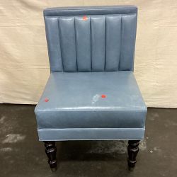 OPEN BOX:Elsie Single Banquette, Standard, Italian Distressed Leather, Smokey Blue, Ebony