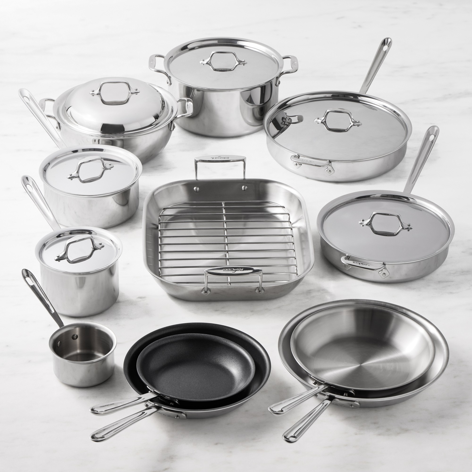 All-Clad D3 Tri-Ply Stainless-Steel 19-Piece Cookware Set Sansujyuku sansujyuku.com