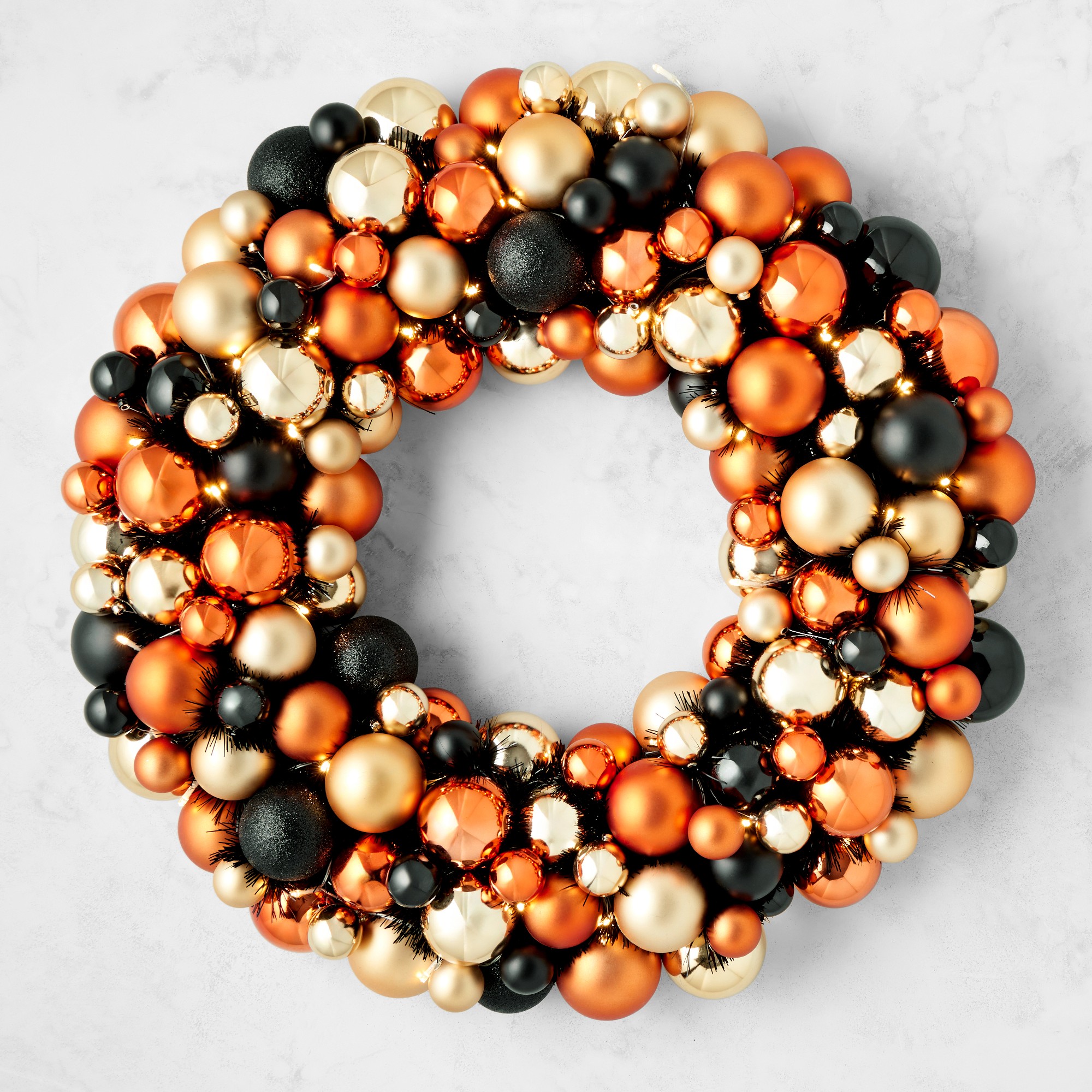 Pre-Lit Halloween Bauble Faux Wreath, 28″ Simolary simolary.com