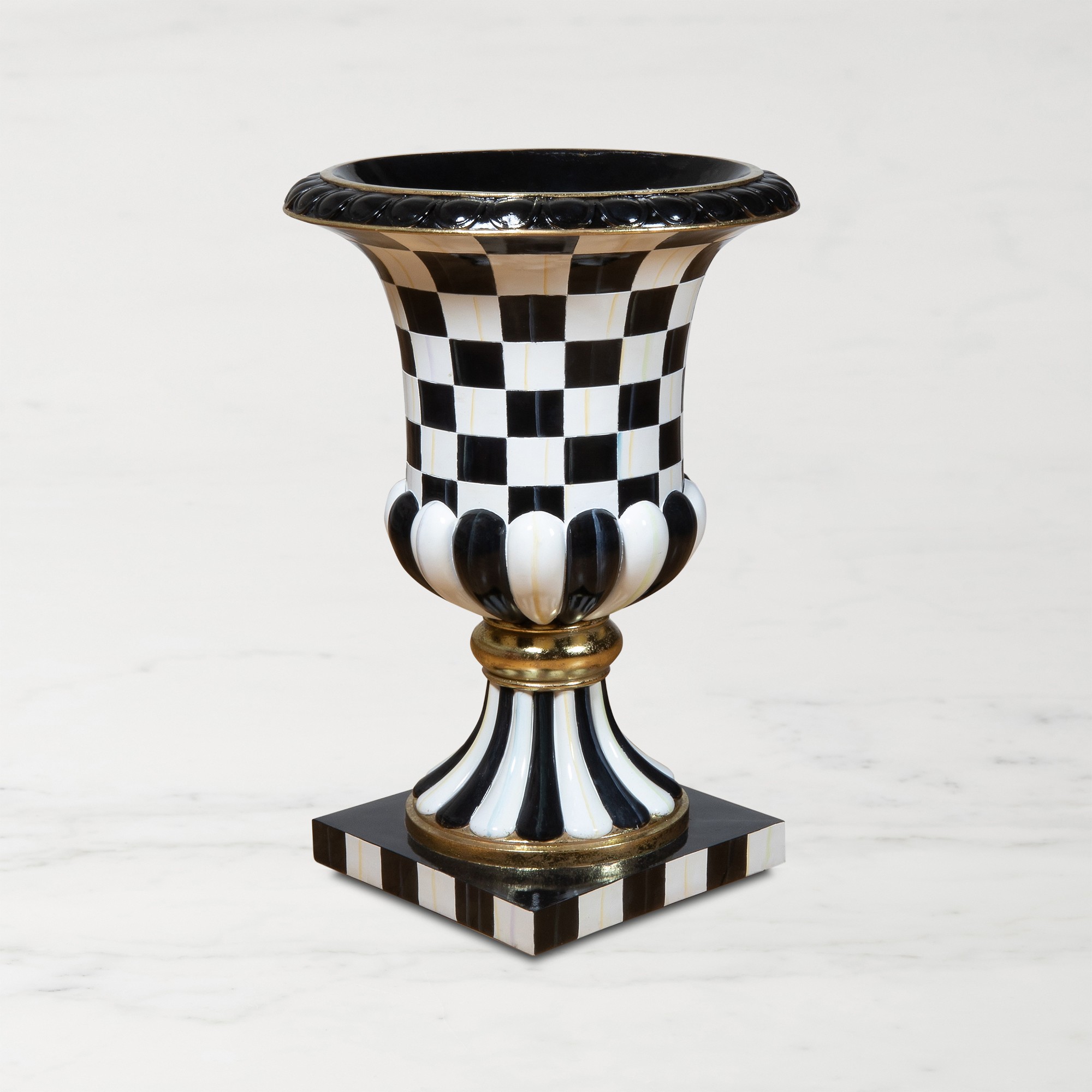 MacKenzie-Childs Courtly Check Pedestal Urn Simolary simolary.com
