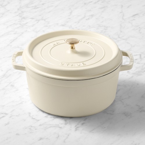 Staub Enameled Cast Iron Round Dutch Oven, 7-Qt., Matte French Creme