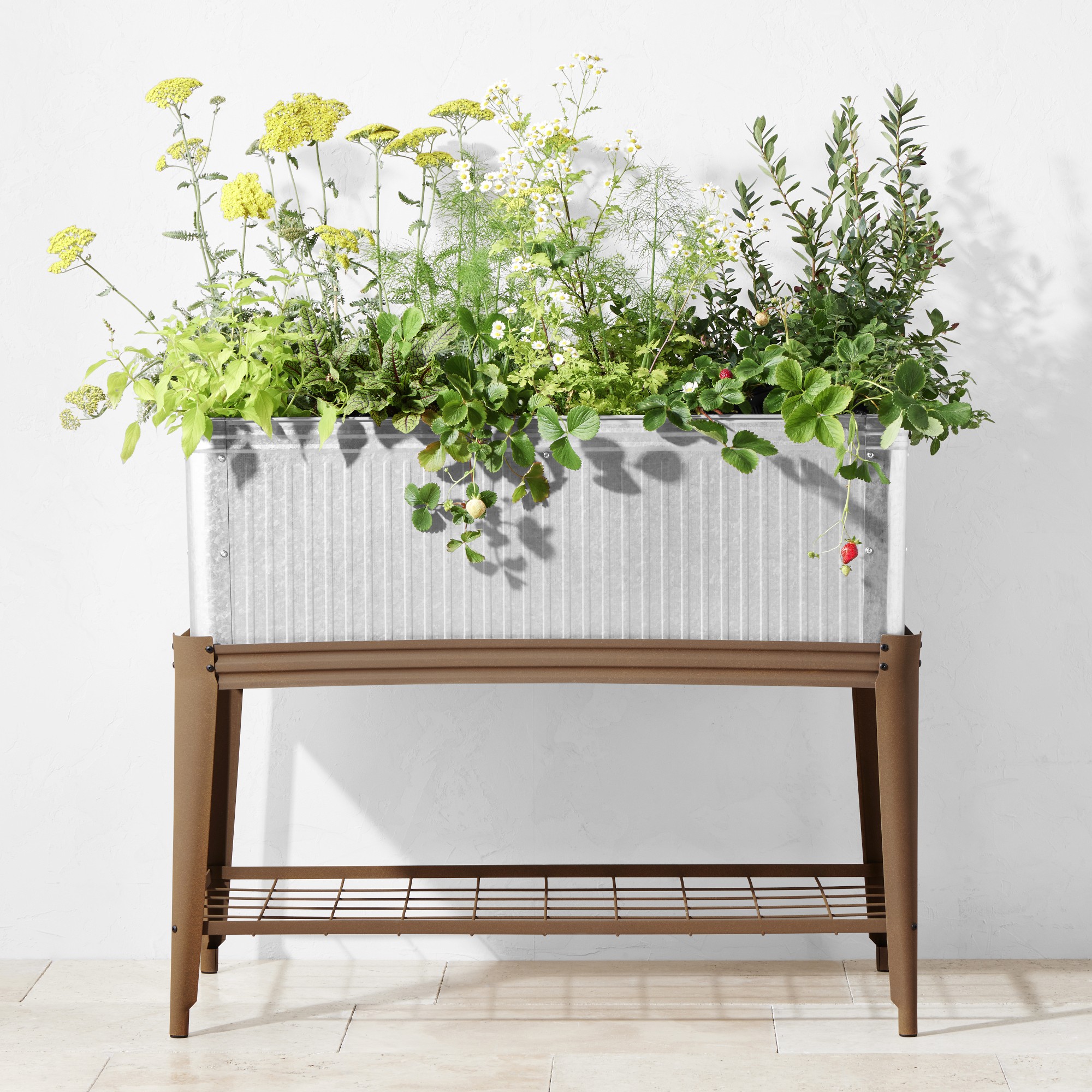Vintage Galvanized Raised Planter with Rust Stand, 3.3′ x 3.1′ Simolary simolary.com