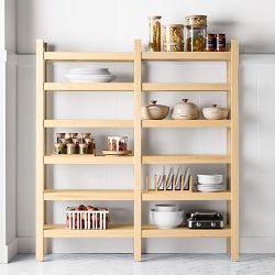 Hold Everything Modular Shelving Pine Wood, 2 units with 6 shelves