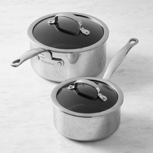 GreenPan Premiere Max Stainless-Steel Ceramic Nonstick Saucepan Set, 1.5-Qt. & 3-Qt. Simolary simolary.com