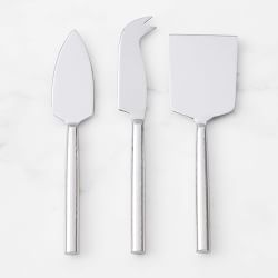 Stainless-Steel Hammered Cheese Knives, Set of 3