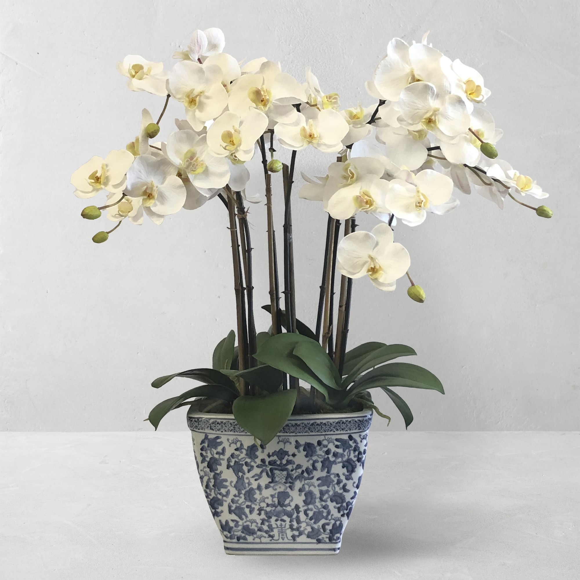 Faux Orchids in Cache Pot, 26″ Simolary simolary.com