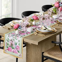 Canton Rose Floral Table Runner, 16"x108"