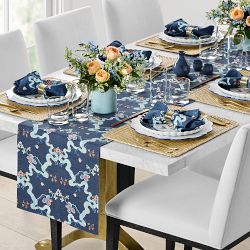 Embroidered Blossom Table Runner, 16"x108"