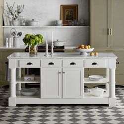 Barrelson Kitchen Island with Marble Top, Polished Nickel (84")
