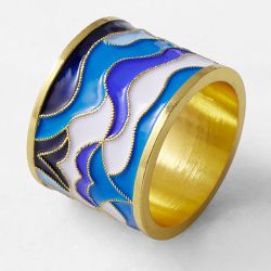 Williams Sonoma Cloisonné Wave Napkin Rings - Thumbnail 2