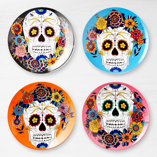 Day of the Dead Salad Plates, Set of 4, Mixed