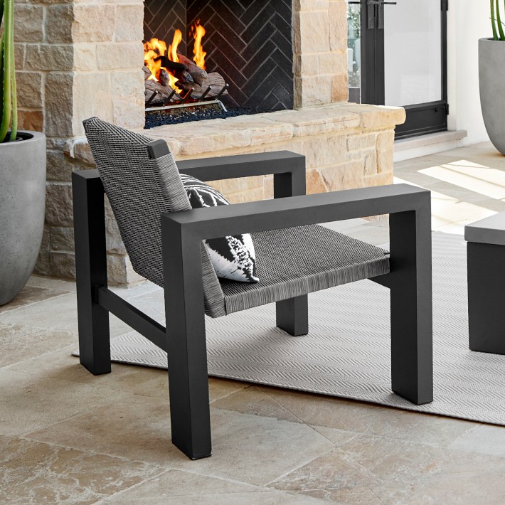 希少　SEGIS STORM スタッキングチェア　チャコール　italy Larnaca Metal x All-Weather Weave Club Chair | Patio Furniture
