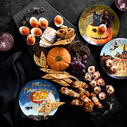 Vintage Halloween Mixed Salad Plates, Set of 4