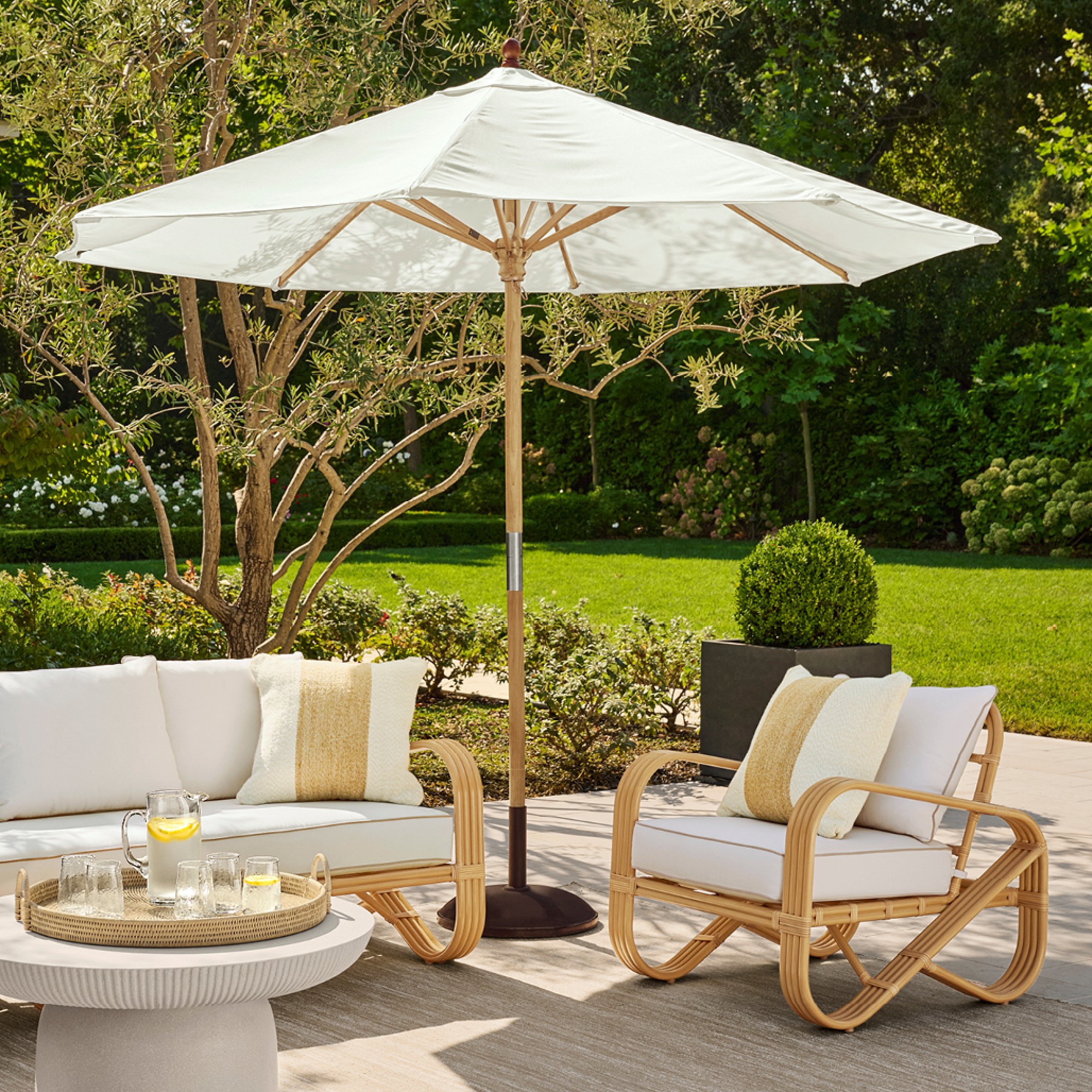 10′ Round Outdoor Larnaca Teak Umbrella Sansujyuku sansujyuku.com