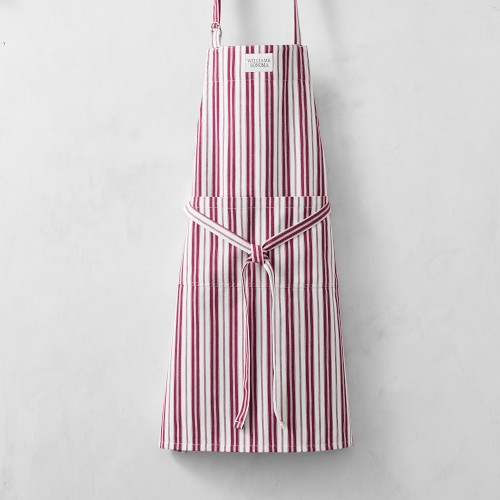 Williams Sonoma Classic Stripe Apron, Pomegranate, Logo