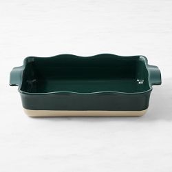 Emile Henry French Ceramic Ruffled Rectangular Baker, Large