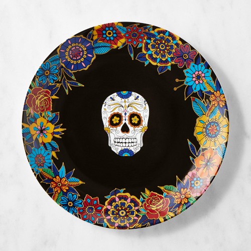 Day of the Dead Dinner Plates, Set of 4, Flowers